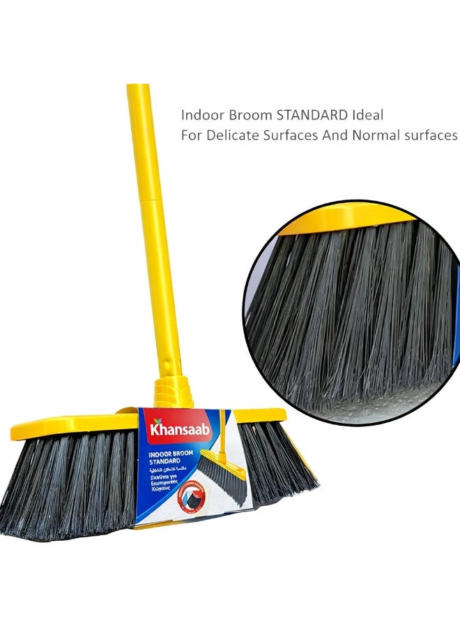 Khaansaab Standard Indoor Floor Broom with Stick, Yellow & Black, Perfect Corner Cleaning - Image 2